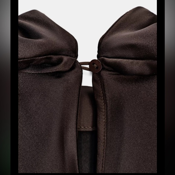 Zara SATIN EFFECT SCARF DRESS - brown 4661/215/702 - Picture 8 of 9